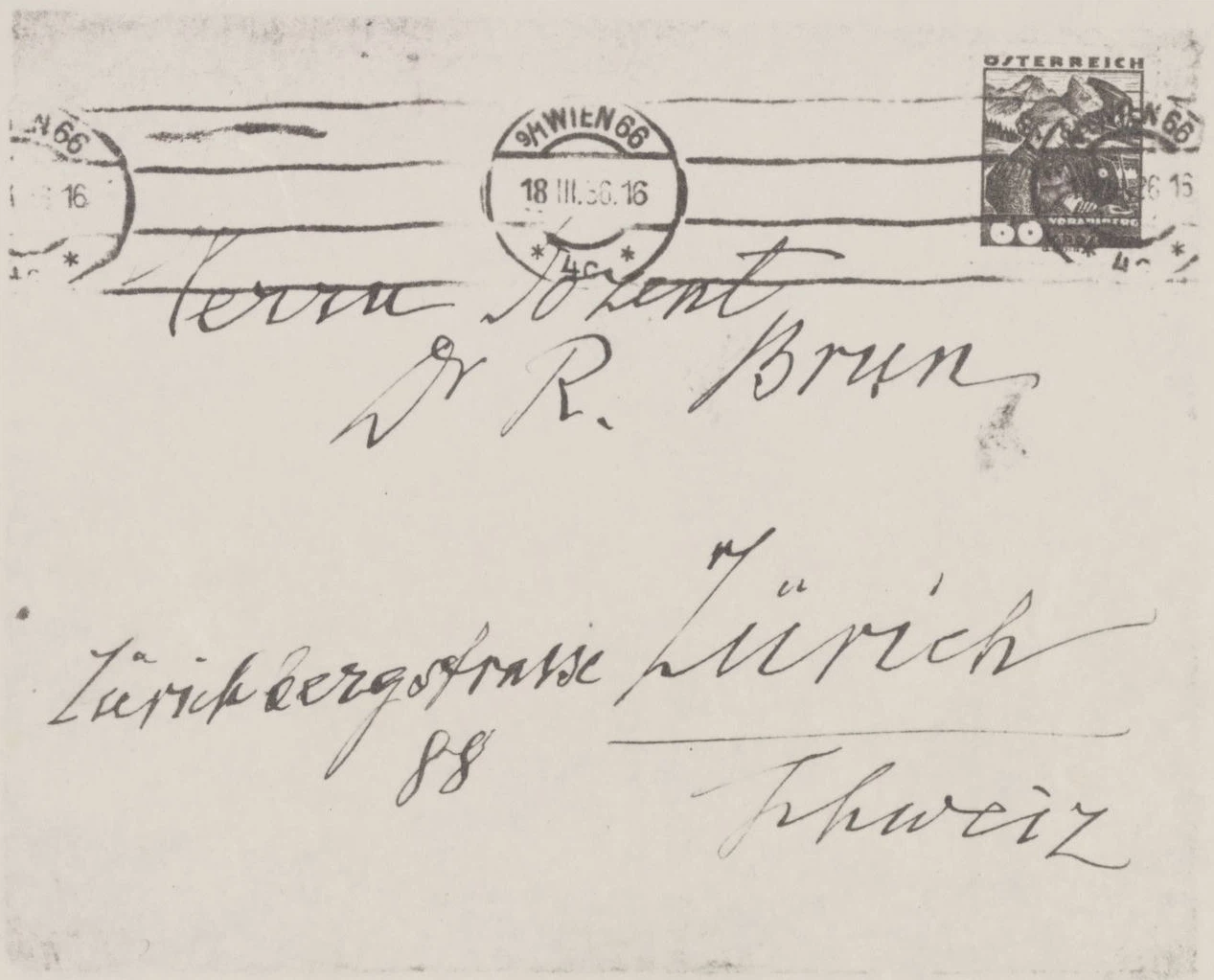 Busta della Lettera di Sigmund Freud a Louis Rudolf Brun swl 13 marzo 1936